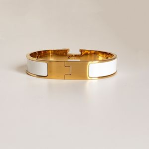 Klassiskt H Armband 18K Guld Bangle For Men Luxury Emalj Armband Män Kvinnor Manschett Armband Lover's Armband 12mm breda läckra smycken Fashionabla
