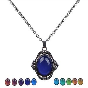 Pendant Necklaces JUCHAO Mood Women Jewelry Butterfly Love Heart Temperature Control Color Change Necklace Stainless Steel Chain