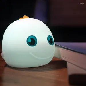 Luci notturne 7 colori cambiati Cartoon simpatico pesce marino luce di ricarica USB lampada da tavolo morbida decorazioni per la casa per bambini Touch Control