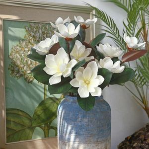 Dekorative Blumen 1 Stück künstliche Blume Yulan Magnolie EVA gefälschter Pflanzenstrauß für Zuhause, Hochzeit, El, Tisch, Fenster, Dekoration, Zubehör
