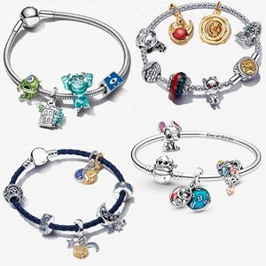 Pulseiras de designer de charme de jogo de alta qualidade para mulheres joias de moda DIY Fit Pandoras Disnes Lilos e Stitchs Pulseira Conjunto de presente de festa de Natal com caixa