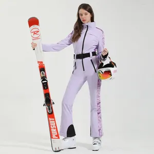 Лыжные куртки 2023, зимний цельный лыжный костюм, теплый облегающий женский уличный сноубордический комбинезон, ветрозащитный водонепроницаемый комбинезон, комплект