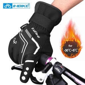 Luvas de ciclismo INBIKE Luvas de ciclismo de inverno de dedo completo Luvas de bicicleta térmicas masculinas de algodão quente Luvas de bicicleta à prova d'água para ciclismo de motocicleta 231108