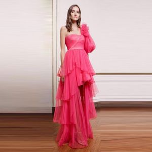Party Dresses Chic One Shoulder Prom Dress Lush Long Pretty Off The Evening Gowns Custom Made Wedding High Low Tiered