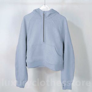 Lulus Hoodie Lululs Ceket Lulus Scuba Zip Up Hoodie Scuba Hoodie Yoga Scuba Hoodie Bayan Kadife Kalınlaşma Ceketleri Yarım Fermuar Terry Tasarımcılar Triko Giydirme