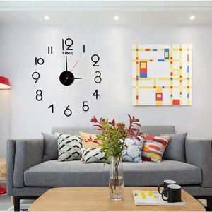 Relógios de parede 3D Numeral Roman Acrílico Espelho Adesivo Moda Diy Quartz Assista Home Decoration Sala de estar Adesivos 1pcs