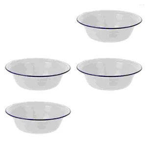 Plates 4 Pcs Enamel Bowl Home Soup Car Camping Accessories Sink Enamelware Creative Basin Plastic Candy Containers