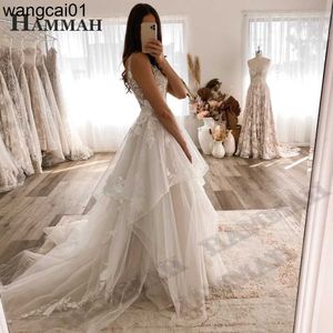 Party Dresses Exquisite V Neck Wedding Dresses Bridal Shower Ruffs Lace Modern Appliques Sposa Hochzeitskid Bridal Dresses Robes De Soire 0408H23