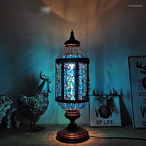 Table Lamps Tiffany Stained Glass Lamp Living Room Bedroom Cafe Restaurant Bar Retro Bedside Set