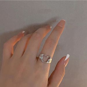 Cute Hollow Cat Open Rings for Women INS Silver Color Adjustable Finger Ring Engagement Jewelry Wholesale YMR082