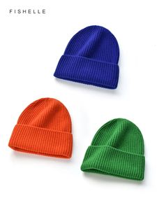 Beanie/Skull Caps Solid Wool Hat Women Autumn Winter Thick Warm Sticked Teenage Wool Cap Men Beanie Christmas Gifts 231108