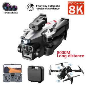 Faith Mini Drone 8K Hd Esc 3 Câmeras Aérea Profissional 4 Vias Evitar Obstáculos Posicionamento de Fluxo Óptico Dobrável Quadcopter Fpv Drones Rc Uav Sistema Anti Drone