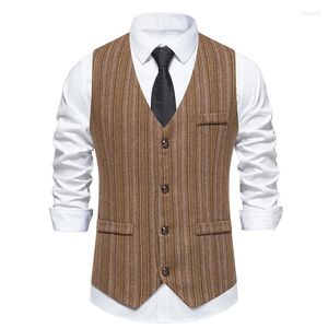 Gilet da uomo Borsone stile Inghilterra da uomo Gilet autunno slim fit con scollo a V Gilet da uomo formale da lavoro Casual senza maniche maschile Chaleco