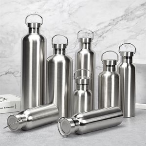 Water Bottles 350/500/1000ml double walled stainless steel water bottle with cold and insulation vacuum flame sports travel camping 230407