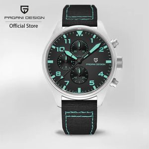 Wristwatches Pagani Design Vk67 Men Pilot Quarterly Watches 42mm sapphire Glass AR Clating Chronograph 100m Stainless Watch for 230407