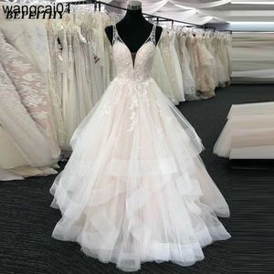 Party Dresses BEPEITHY Sevess A-line Wedding Dress V Neck Sexy Backss Bridal Gown Vestido De Novia Ruff Skirt Wedding Dresses 2023 0408H23