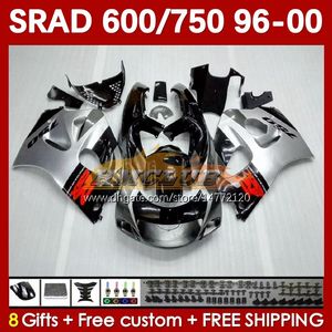 Body Kit für SUZUKI SRAD GSXR 750 600 CC GSXR600 GSXR750 1996-2000 168No.19 GSX-R750 GSXR-600 1996 1997 1998 1999 2000 600CC 750CC 96 97 98 99 00 MOTO Verkleidung silbern schwarz