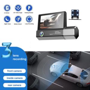 DVR dvr per auto da 3.0 pollici Dash Car DVR HD 1080P 3 lenti all'interno del veicolo Dash Cam Telecamere a tre vie DVR Videoregistratore Registratore Dashcam Cam