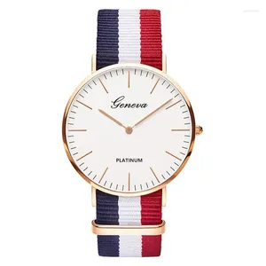 Wristwatches Sdotter Foreign Trade Sales Stripe Cloth Neutral Fashion Trend In Wrist Watch Students Scale Contracted Style Quartz