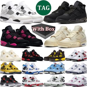 With Box 4 4s Men Women Basketball Shoes Military Black Cat Red Pink Thunder University Blue Sail White Oreo Bred Cool Grey Mens Sports Trainer Sneakers