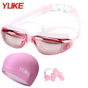 Goggles Adults HD Anti-Fog UV Protection Swimming Goggles Water Sport Women Men Diving Swim Glasses With Nose clip earplug swimming cap P230408