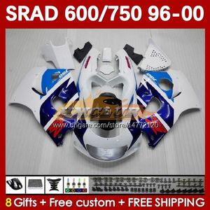 Body Kit For SUZUKI SRAD GSXR 750 600 CC GSXR600 GSXR750 1996-2000 168No.7 GSX-R750 GSXR-600 1996 1997 1998 1999 2000 600CC 750CC 96 97 98 99 00 MOTO Fairing white blue