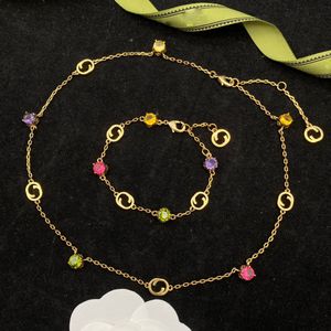 Luxury classic colorful gem necklace Fashion Bracelet Jewelry G Necklaces & Pendants Wedding Pendant Necklaces bracelet high quality with box