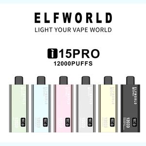 ELF WORLD 12000 12K Bladerdeeg E-sigarettenkit Authentieke wegwerpvape-pen Mesh Coil Oplaadbare 600mAh-batterij Vapers 0% 2% 3% 5% 10 kleuren Vaporizers