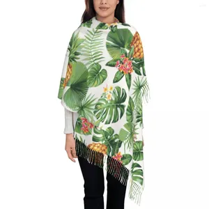 Halsdukar ananas tropisk frukt blomma halsduk för kvinnor varm vinter kashmir sjal wrap blommig grön växt stora damer