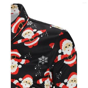Мужские рубашки Trismas Gift Men Fusmit Fusmual Snowflakes Santa Mife Print Print Top Blouse