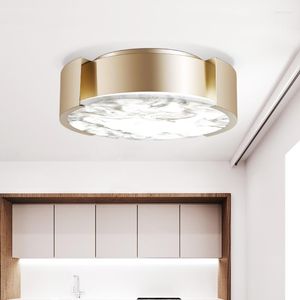 Ceiling Lights IWHD Bedroom Led Lighting Fashion Iron Lamparas De Techo Creative Two-color Adjustable Light Marble Plafondlamp