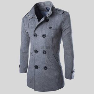 Herrjackor 2023 Autumn Men Boutique Black Grey Classic Solid Color Thick Warm Coats Men's Extra Long Trench Coat Male Jacketzln231108