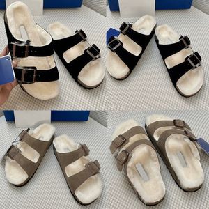 Arizonas Shearling Hot Selling Womens Designer tofflor Sandaler Vinter värme Komfort Slippare Hem utomhus Muels skor kan paras med strumpor non slip sole