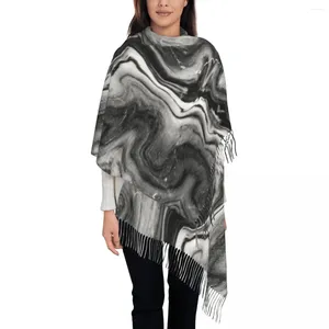 Scarves Ink Gray Marble Shawl Wraps Womens Winter Large Long Scarf Watercolor Fluid Painting Neckerchief