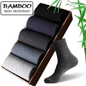 Men's Socks High Quality Bamboo Fiber 5Pairs/Lot Classic Business Long Summer Winter Casual Man Dress SockSize EU38-45