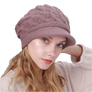 Designer Nice Cable Beanie Women Brimmed Hat Velvet Knitted Beret Rabbit Ladies Plush Head Ear Warm Snow Cap Headband Hair Accessories