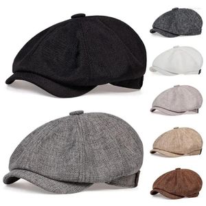 Basker Autumn Caps Spring Cap Painters Hats Flat Hop Retro British Men Hip and HerringBone Sboy