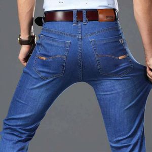 الجينز للرجال الصيف الكلاسيكية السفقية Black Blue Blue Mens Jean Business Fashion عرضية سروال جينز سراويل الشارع الشارع