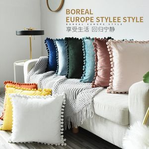 Pillow Home Furnishing Fabric Velvet Sofa Hair Ball Lace Plush Pillowcase Wholesale Without Core