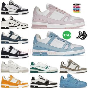 2024 Monogrammi Denim Scarpe firmate Donna Uomo Lusso Virgilio in rilievo Abloh Rosa Blu Bianco Nero Pelle di vitello Allenatore Mocassini Piattaforma Scarpe da ginnastica basse casual