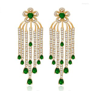 Stud Earrings Zlxgirl Jewelry Korea Design Green And White Clear Zircon Wedding Earring For Women's Bridal Perfect Gold Color
