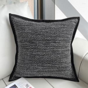 Pillow Home Decor Black Gray Thick Linen Texture Cover Decorative Case Vintage Simple Counch Sofa Chair Bedding Coussin