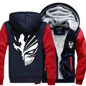 Moletons masculinos Moletons Anime Bleach Hoodies Homens Moletons 2023 Inverno Quente Engrossar Lã Kurosaki Ichigo Zip Up Hoodie Quente Parkas Jaqueta Coatzln231108