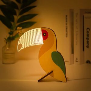 Lampade Paralumi Animali LED Luce notturna Legno Tavolo acrilico Luci USB Decorare per bambini Lampada da comodino per bambini Sirius Whale Tucano 231019