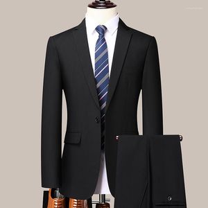 Herrdräkter Butik S-5XL (Blazer Pants) Fashion Business Solid Color Gentleman Slim Italian Style Casual Wedding Work Work Hosting 2-Piece Set