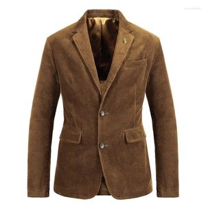 Men's Suits Spring And Autumn Corduroy Solid Color Casual Suit Korean Version Retro Flat Collar