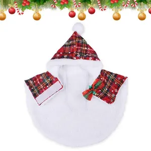 Costumi per gatti Vestiti per cani di Natale con cappuccio con pompon Accessori per costumi per animali domestici per la festa di oggetti di scena Po da viaggio