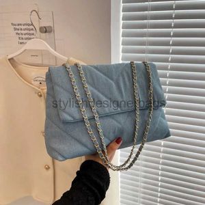 Axelväskor handväskor kvinnors dämpade väska denim blå diamant messenger väska stor kapacitet arbete gata handväska plånbok och bagstylishdesignerbags