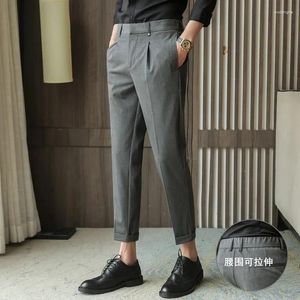 Garnitury męskie wiosna letnia elastyczna talia stała kolorowy kombinezon Pants Mężczyźni odzież 2023 Koreańska Slim Fit Casual Business Formal Wear Office