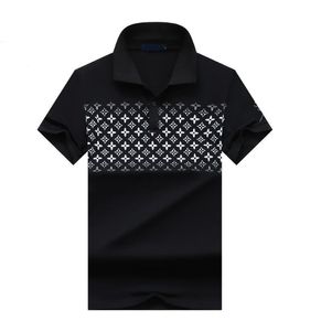 New summer ice silk cotton high-end polo shirt men's short sleeve business fine line lapel T-shirt top